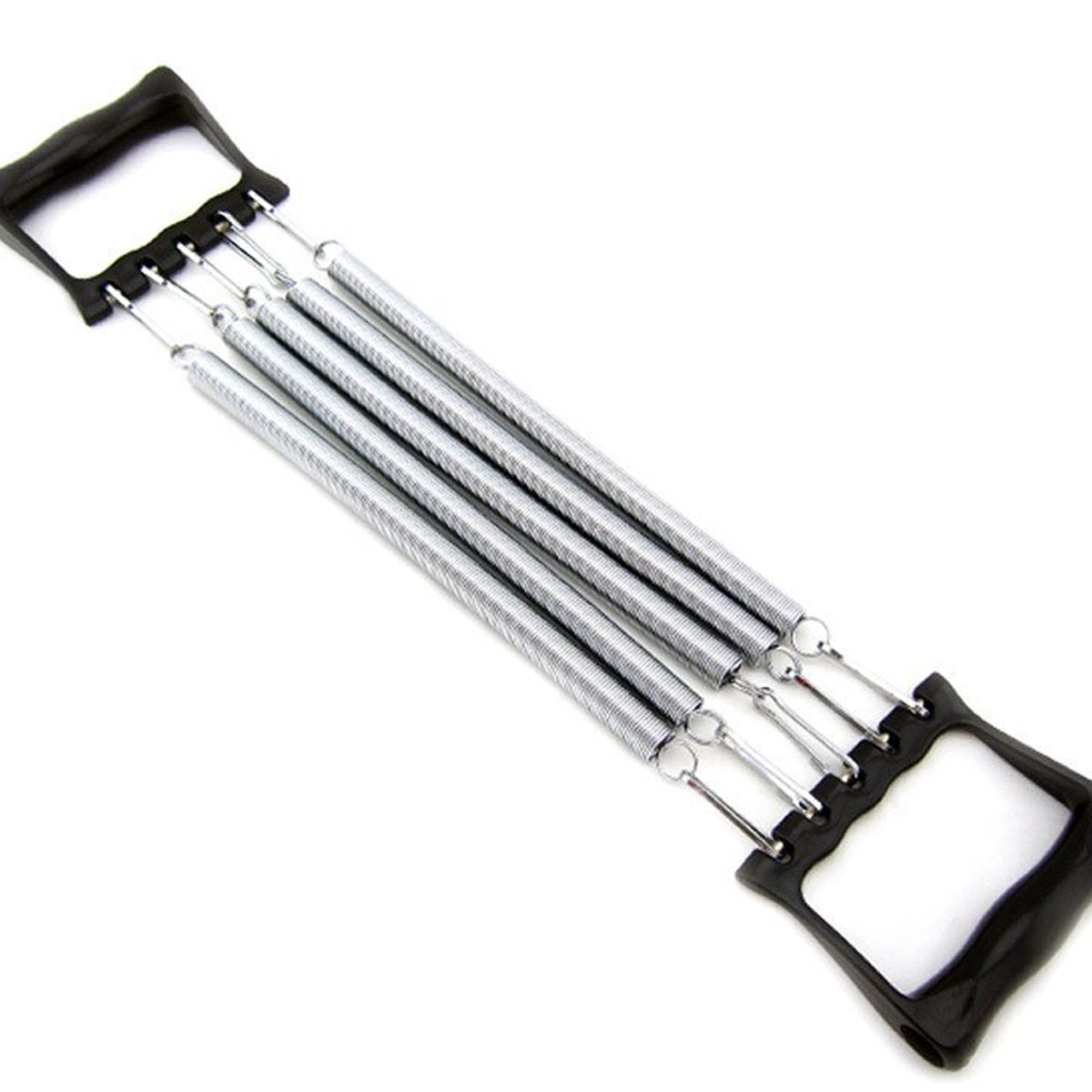 A 5 spring metal exercise band with black plastic handles, shown on a plain white background.