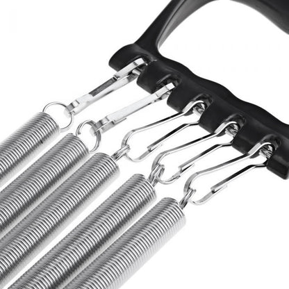 a close up of carabiner attachments for removing springs from an adjustable chest expander