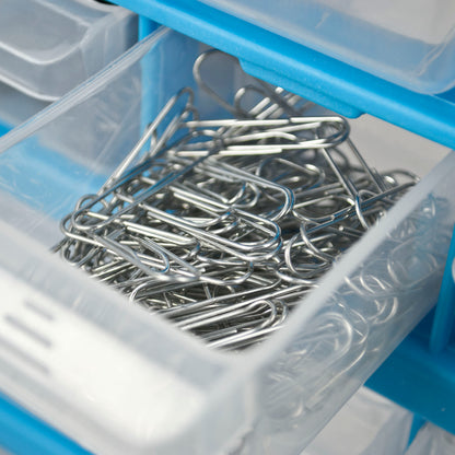 18-Drawer Small Parts Storage Cabinet for Crafts & DIY with paper clips in a drawer