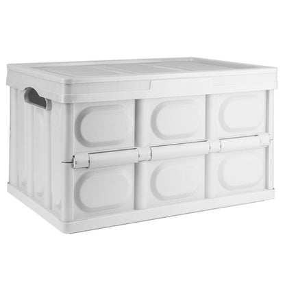 White Stackable Folding Storage Box with Lid, shown on a plain white background.