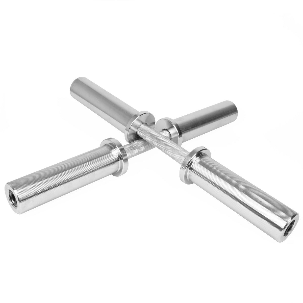 Dumbbells with four cylindrical ends on a white background