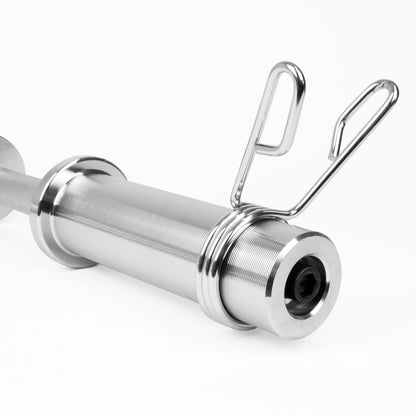 End of an olympic dumbbell with a spring collar