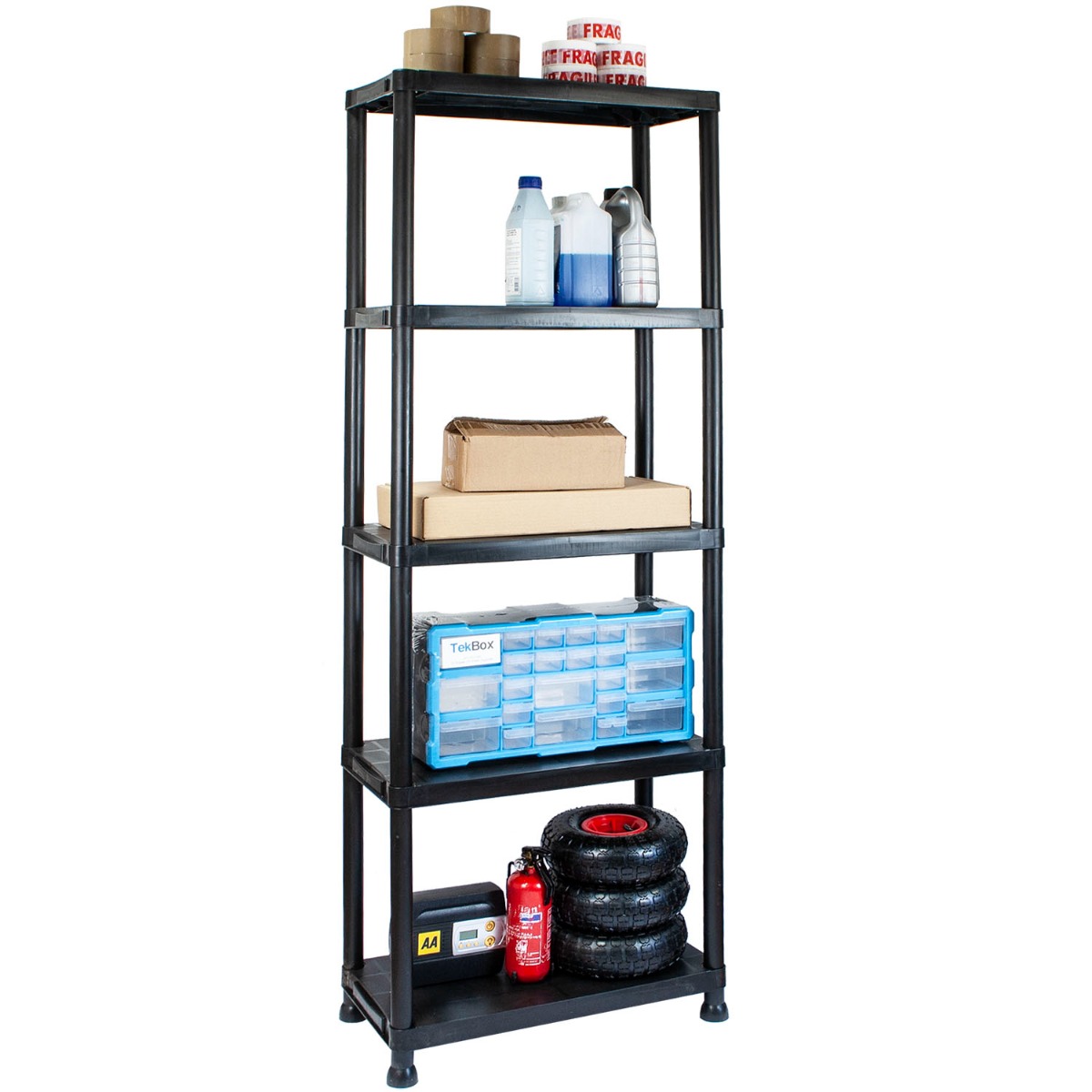 5 Tier Garage Shelves Plastic Storage Unit Easy Assembly