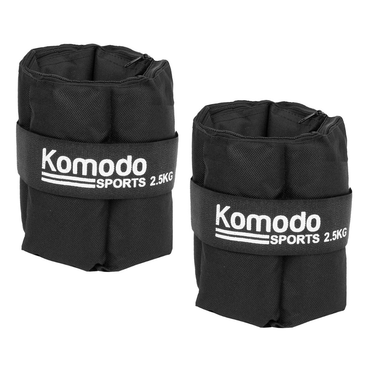 Pair of adjustable ankle weights 5kg in black with secure straps for fitness and exercise resistance training