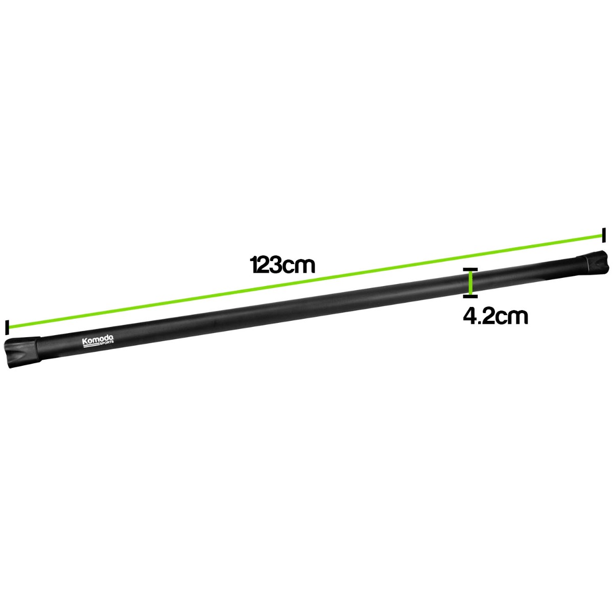 10kg aerobic fitness body bar with rubberised foam grip, colour coded and 123cm long for full body workouts