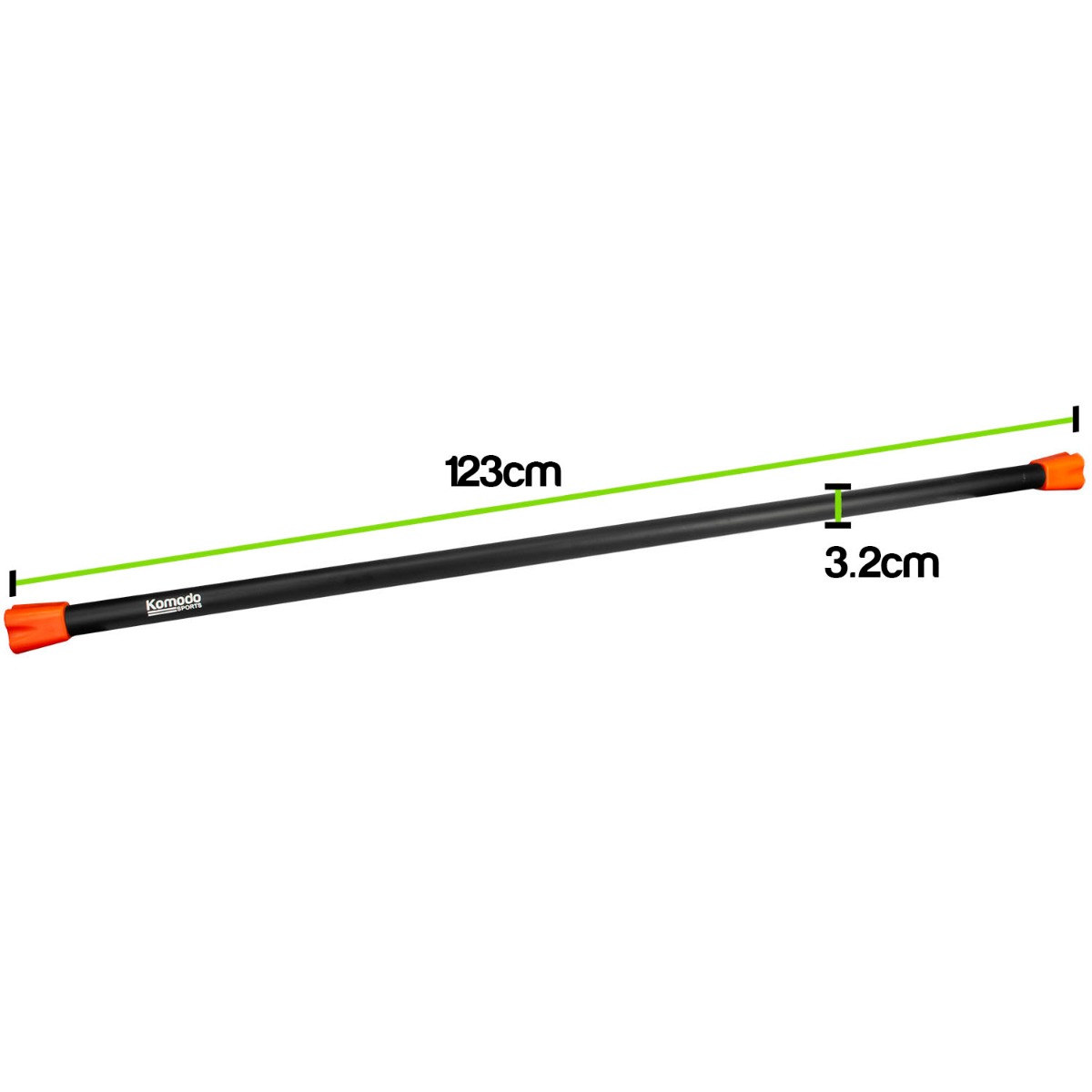 4kg aerobic fitness body bar with rubberised foam grip, colour coded, 123cm long for full body workouts