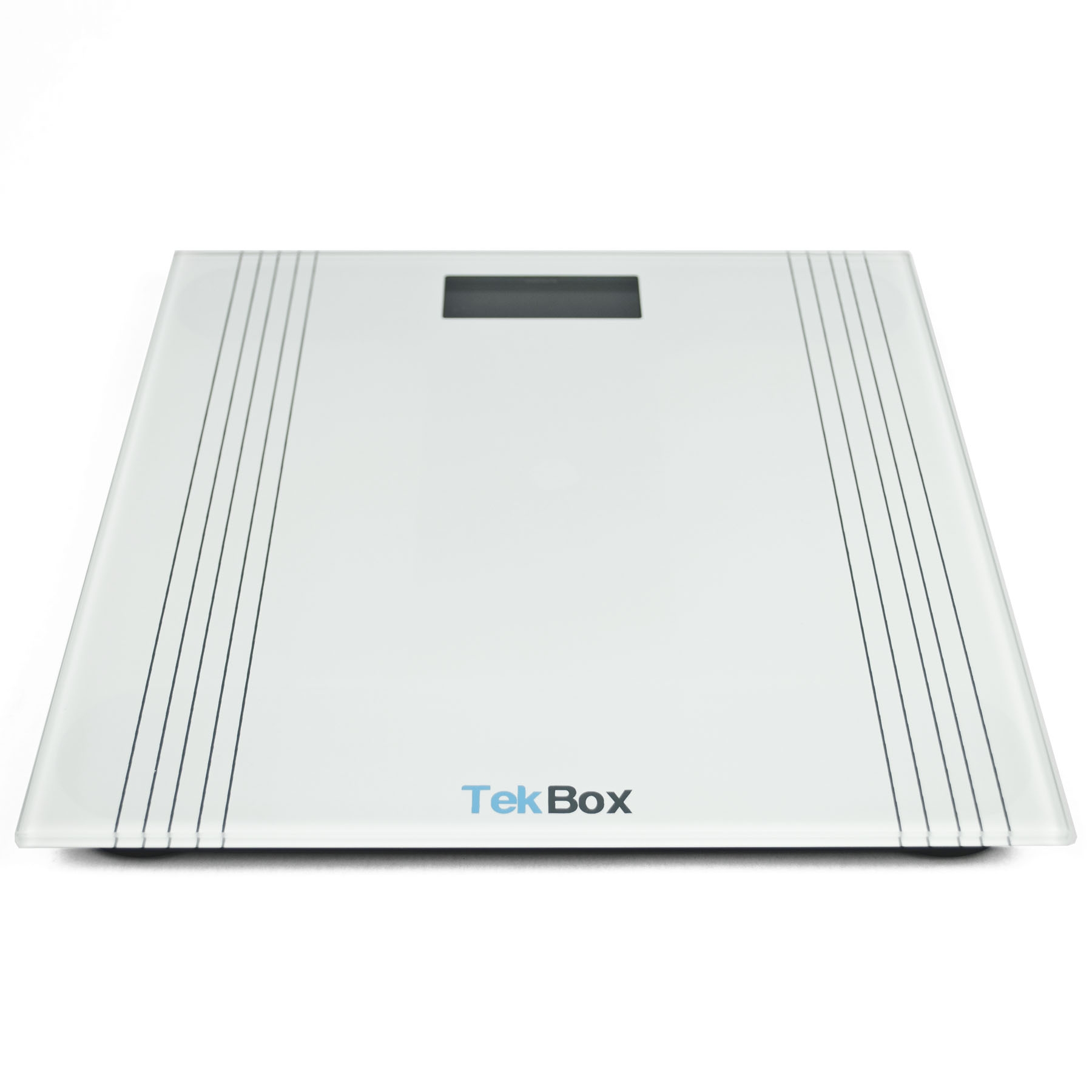 Tempered glass bathroom scales with clear digital display and minimalist design showing weight measurement options