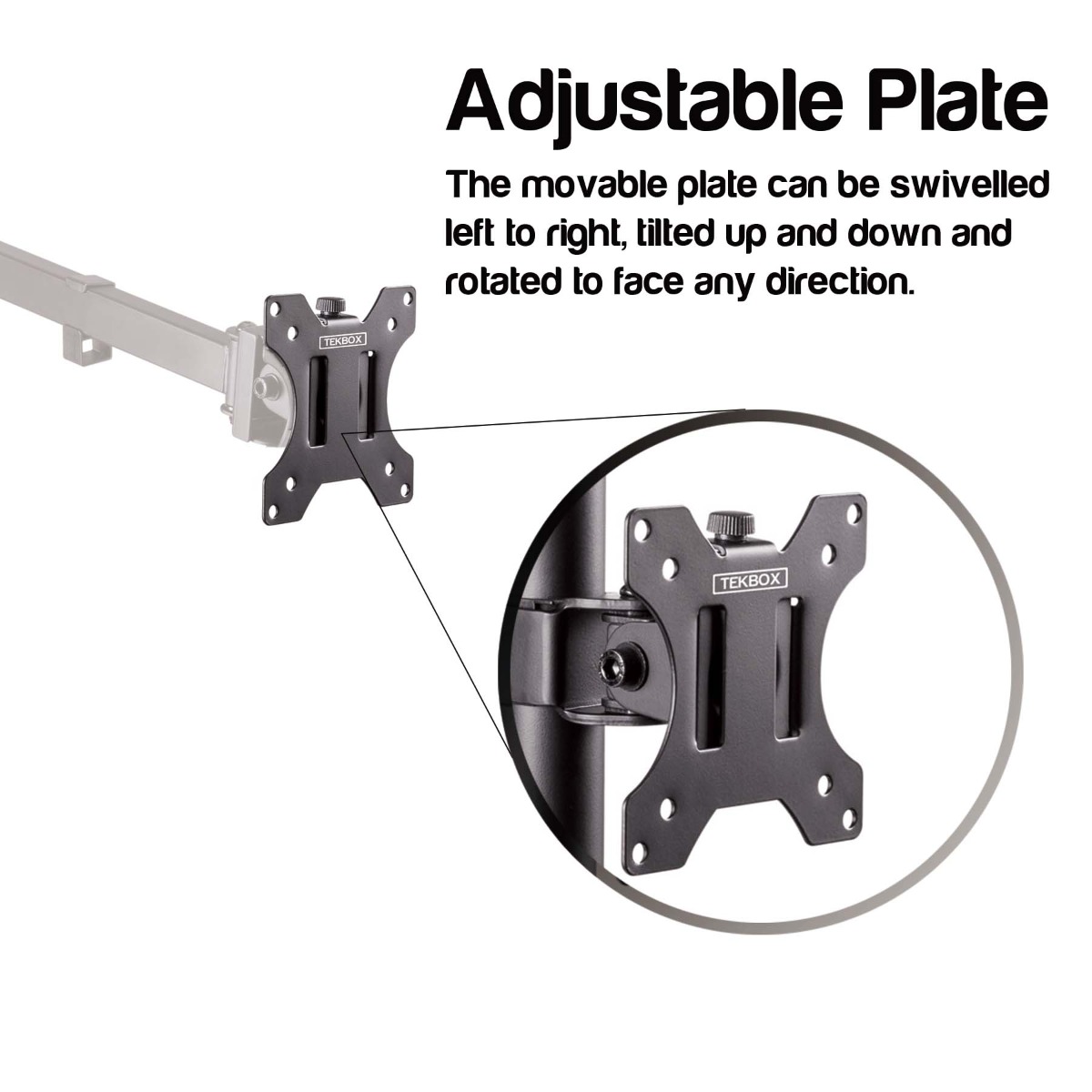 Dual screen mount holding two vertical monitors with swivel, tilt, and rotate features on a desk setup