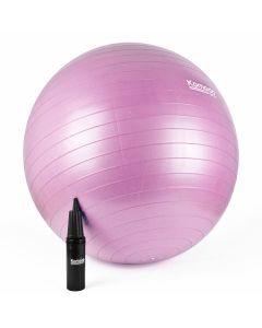 large pink yoga ball with pump