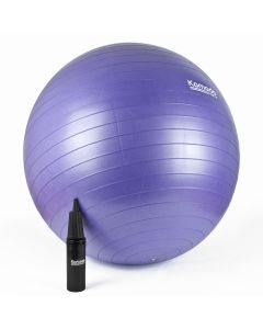 small purple yoga ball with hand pump