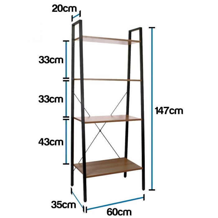 4 Tier Ladder Shelves Walnut, Dark Walnut Ladder Bookcase Uk