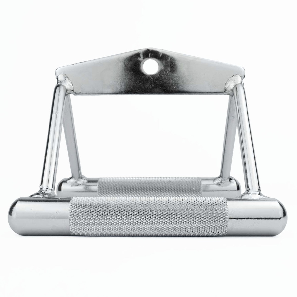 Heavy duty chrome Grip Row Bar universal cable machine attachment with non-slip metal double seated row V handle