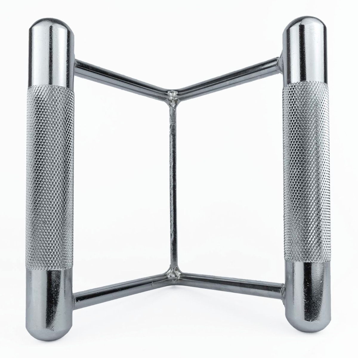 Chrome finish Grip Row Bar with double V handles, heavy duty non-slip metal back workout equipment for cable machines