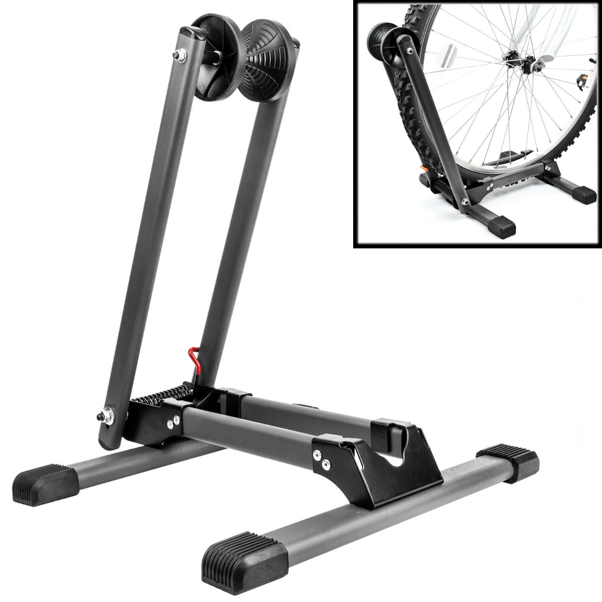 Folding Bike Stand - Spring Loaded Portable Floor Stand