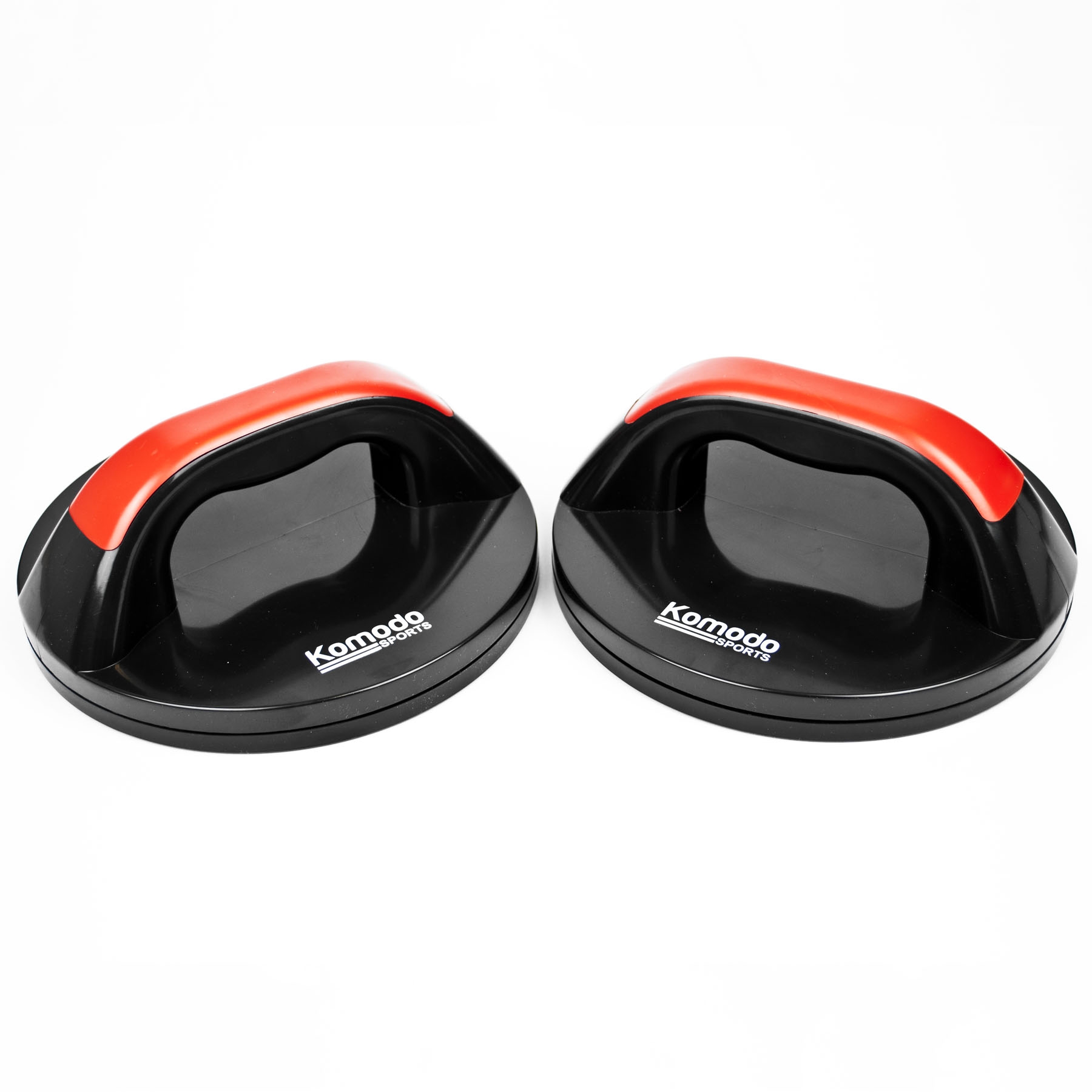 Red Komodo rotating push up handles designed for wrist pain relief handles with ergonomic grips for comfortable workouts