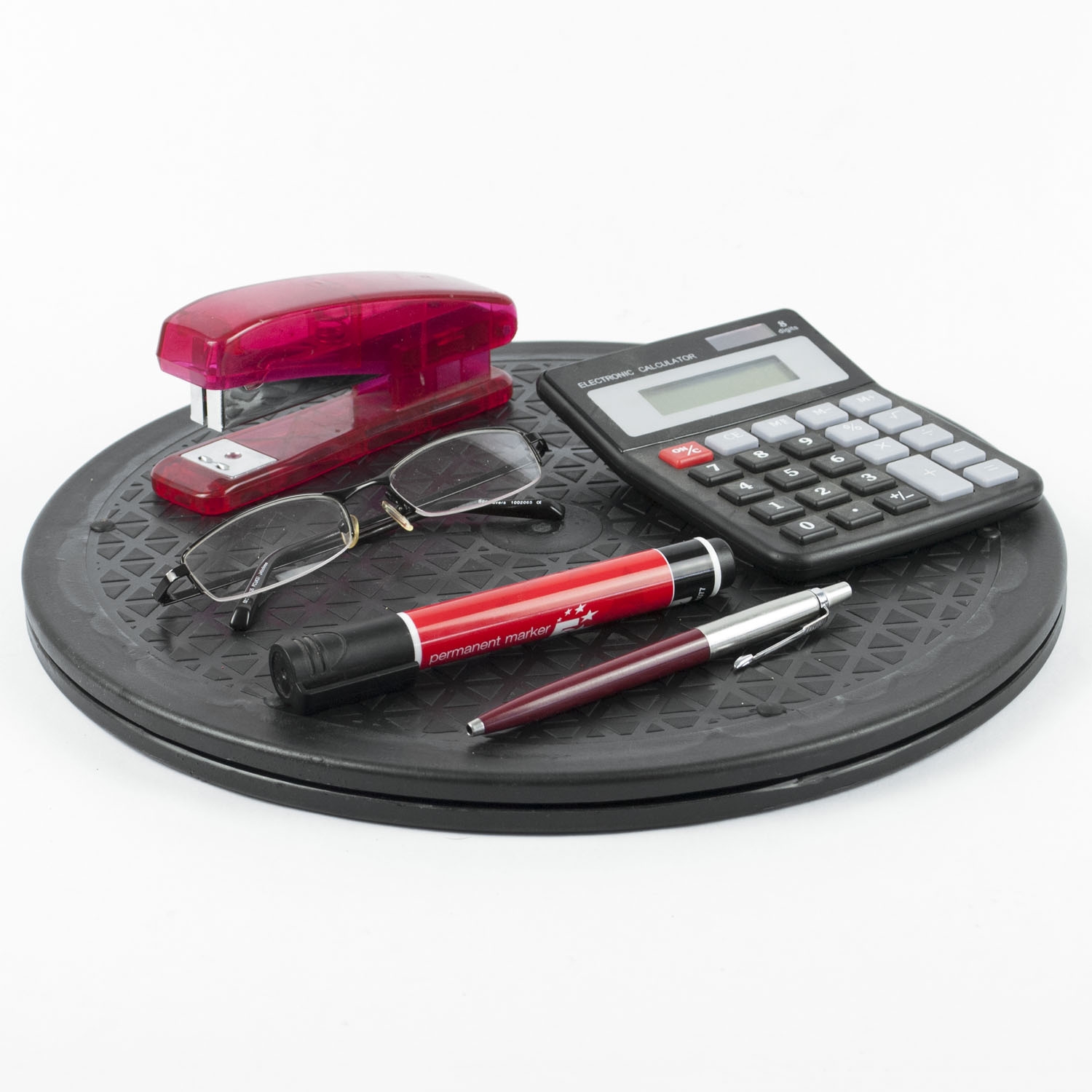 30cm universal rotating base showing 360-degree rotation, ideal for cakes, crafts, and electronic equipment display